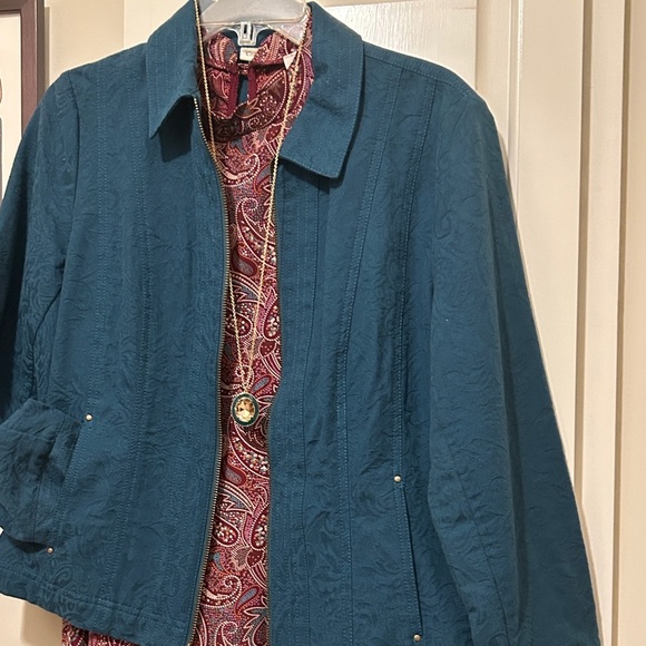Lake Teal Green Jacket Blazer Coat Dark Teal Full Zip Up + Pockets Size Large - Picture 6 of 15